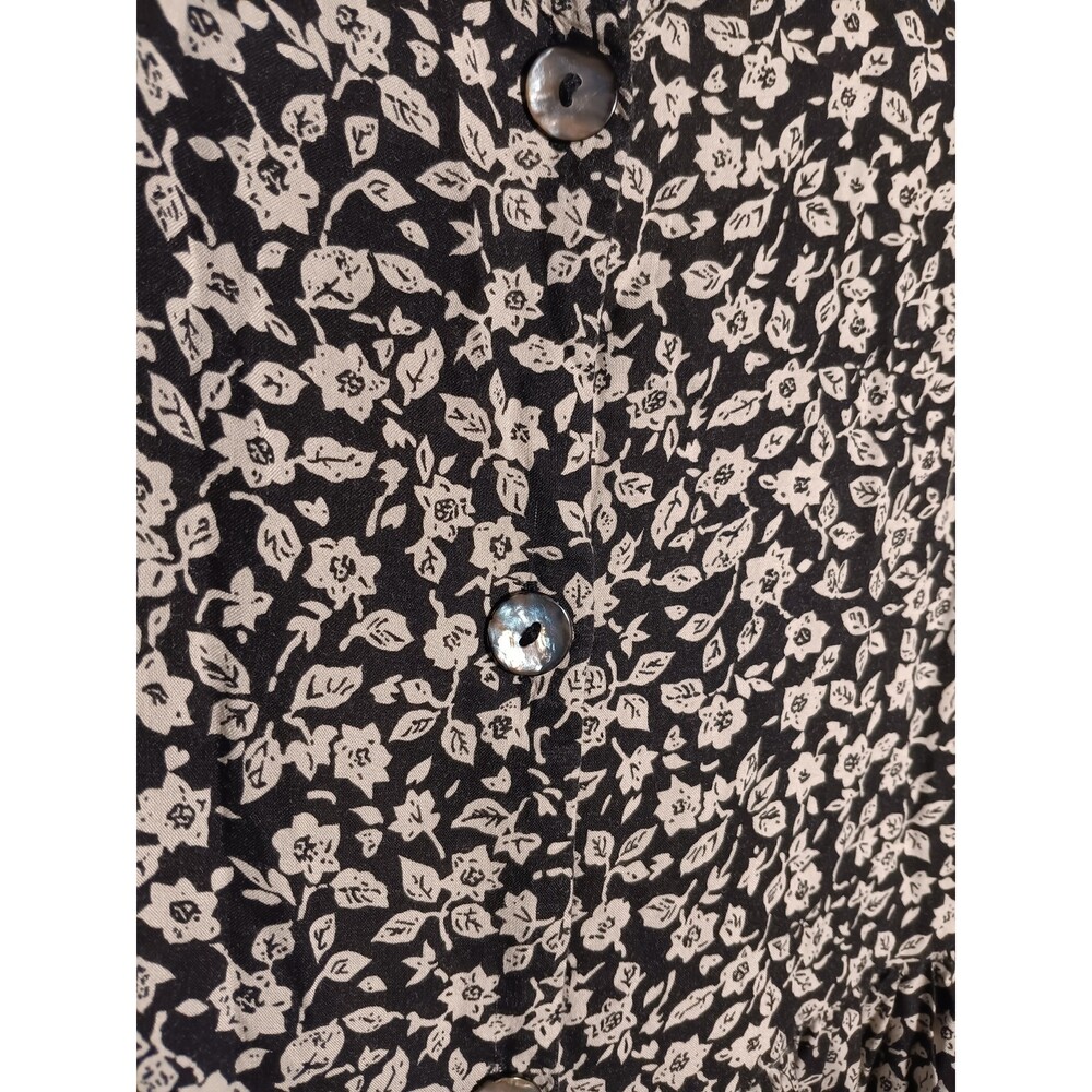 Jennifer Eden Black White Floral Cottagecore Dress Large VTG Teacher Miss Honey - Picture 3 of 5